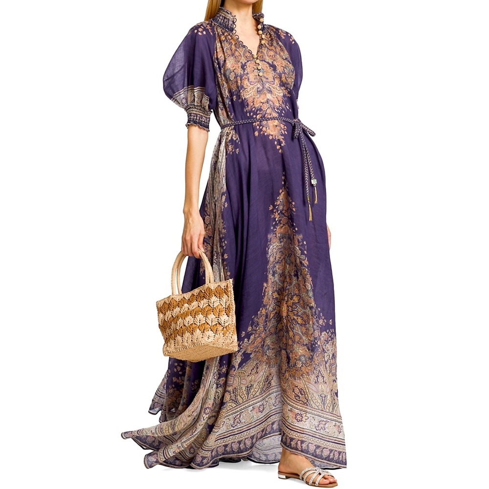 Zimmermann Purple and Gold Maxi Dress